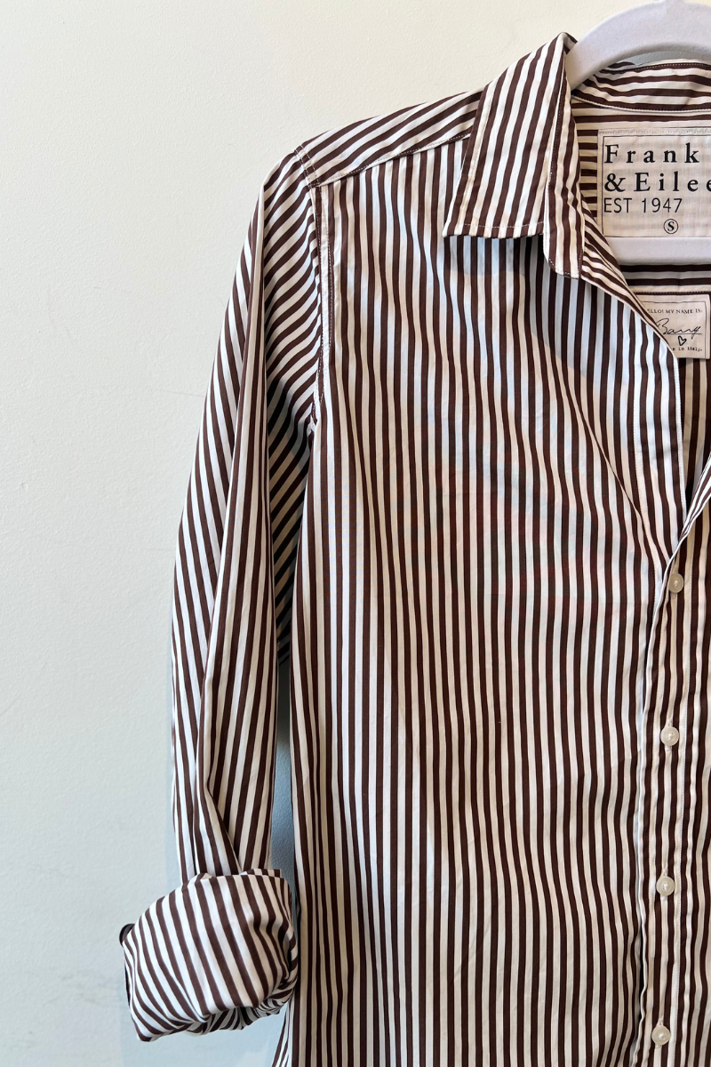 Frank & Eileen, Barry Tailored Button Up Shirt-Brown Stripe