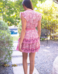 Bell, Olivia Mini Dress- Pink Print