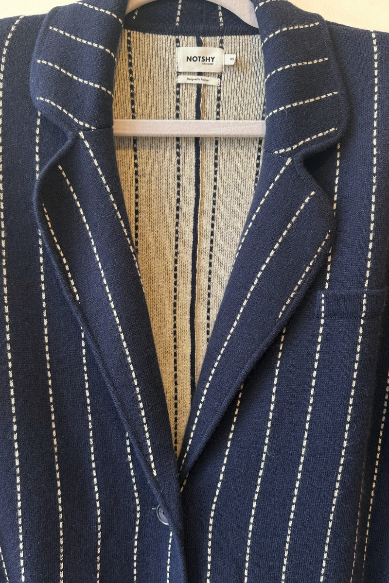 Not Shy, Owen Pinstripe Blazer - Marine