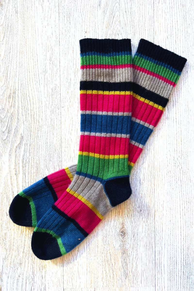 Cashmere Cabin Socks- Dark Multi Stripe