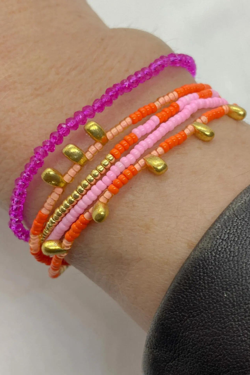 The Makery, Pink Beaded Wrap Bracelet