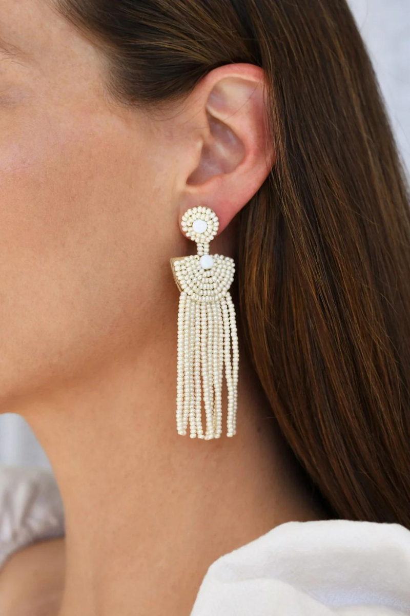 Sidai, Small Kifungo Tassel Earrings - Pearl