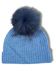 Cashmere Ribbed Hat with Pom Pom