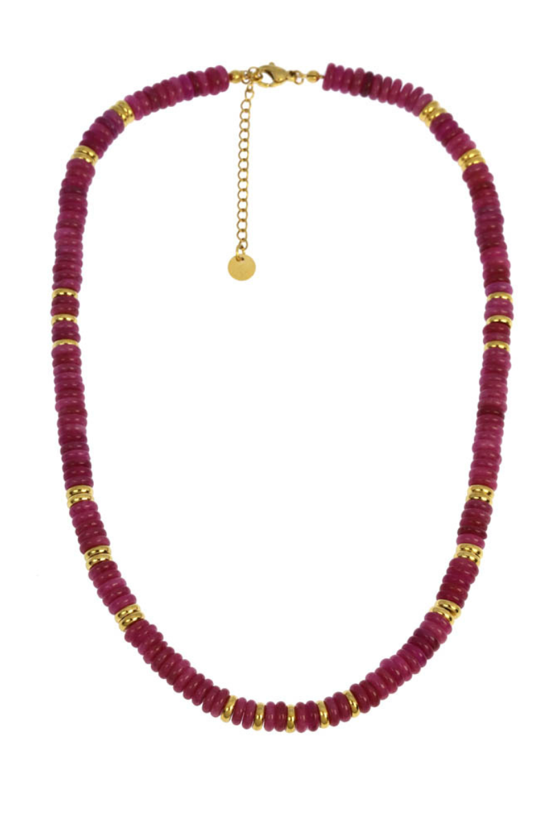 LC, Ashe Steel Necklace - Red