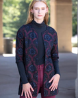 Rungolee, Francois Jacket- Black Sateen with Burgundy Stitching