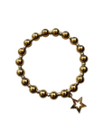 Kathy Tierney, Large Beaded Silver & Gold Bracelet with Gold Charm