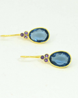 Delilah Earring Gold Silver 925 - Blue Iolite & Amethyst