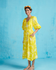 Ro's Garden, Naira Crinkle Maxi Dress- Yellow Celaya