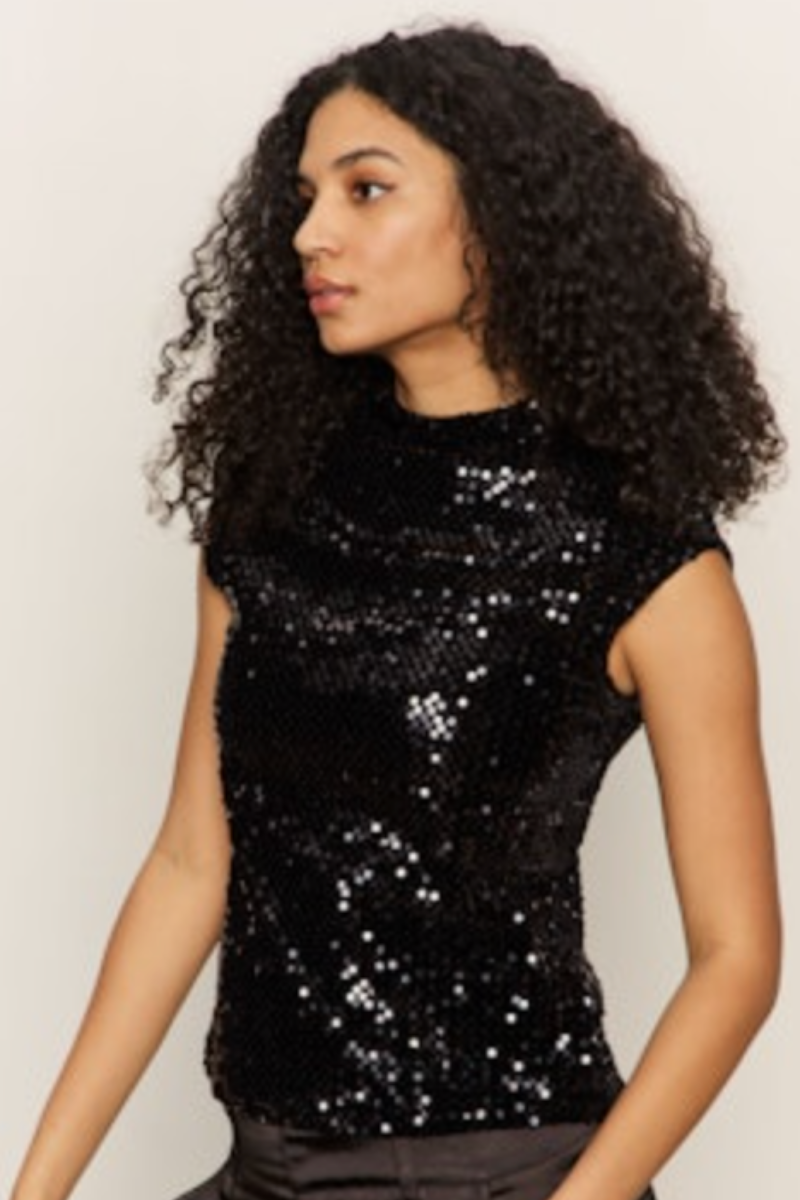 Sanctuary, Funnel Neck Sequin Top