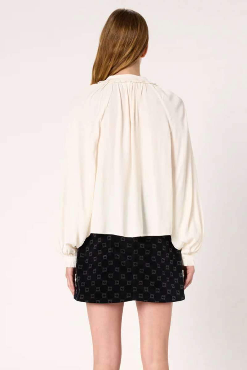 Gerard Darel, Agnella Ruffled Satin Shirt- Ecru
