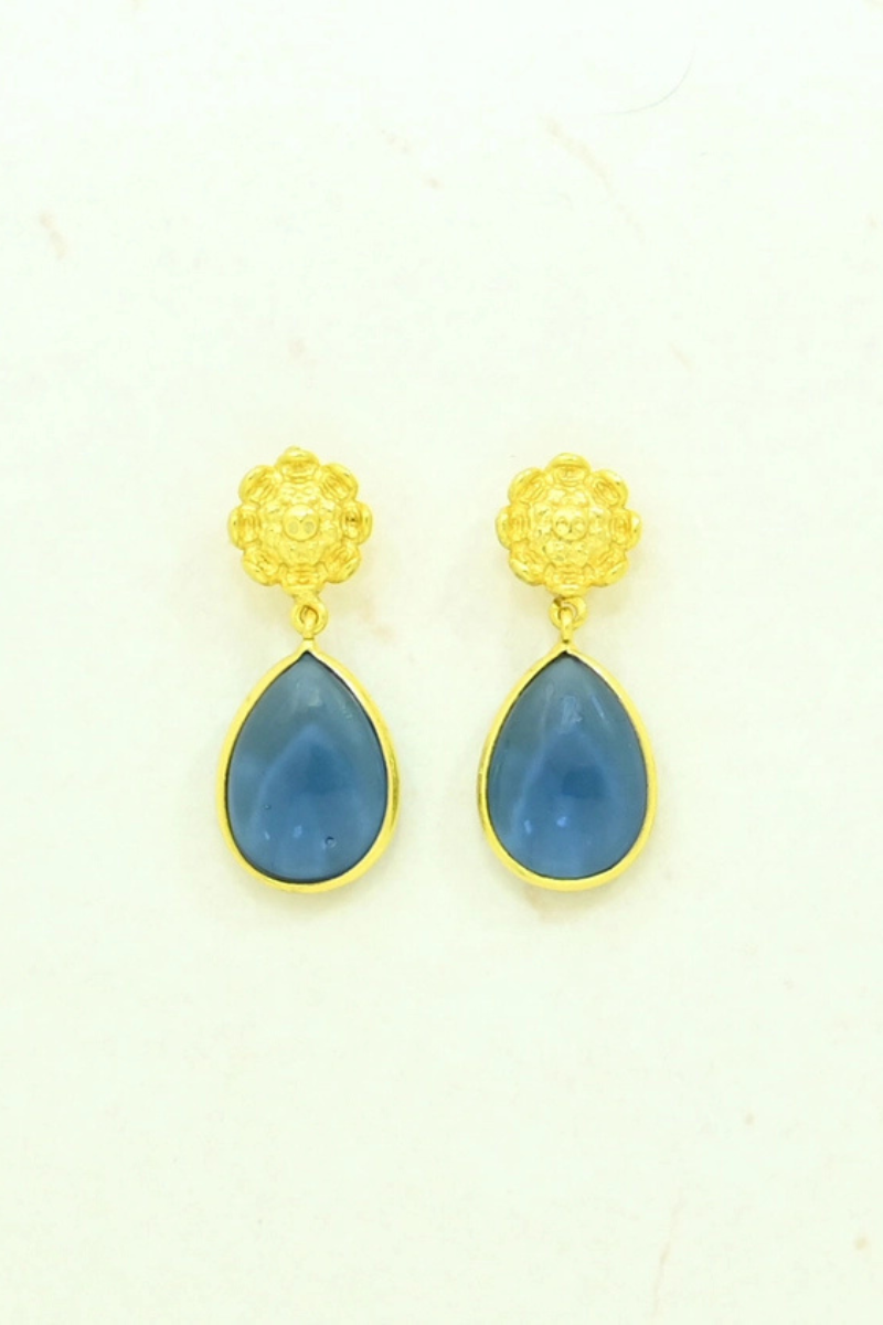 Schmuckoo, Sunflower Earring - Blue Iolite