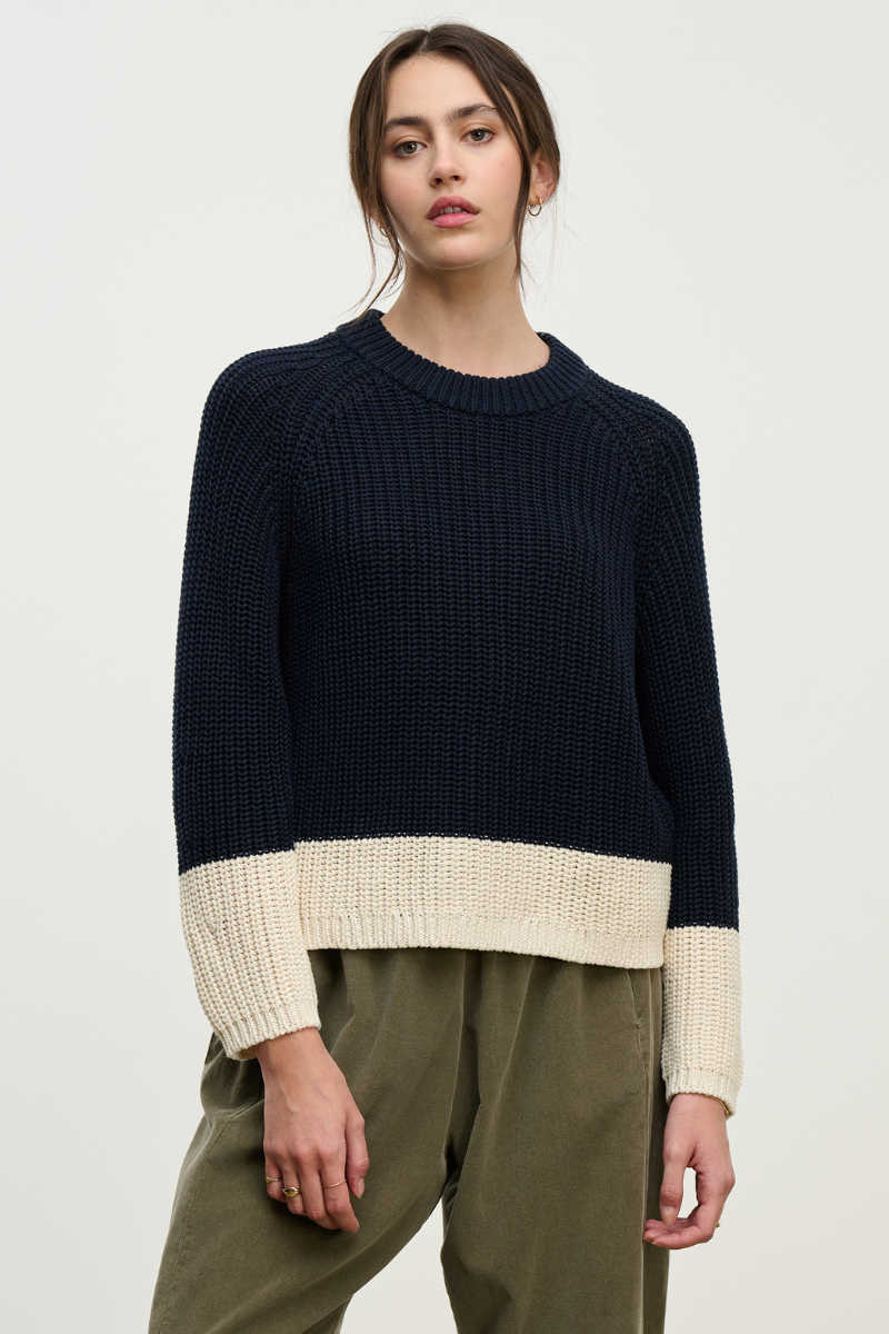 Velvet, Shay Chunky Pima Cotton Sweater - Navy