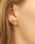 TAI, Enamel & CZ Banana Studs- Gold