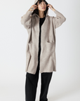 Lyla & Luxe, Darla Long Hooded Ribbed Coat-Driftwood