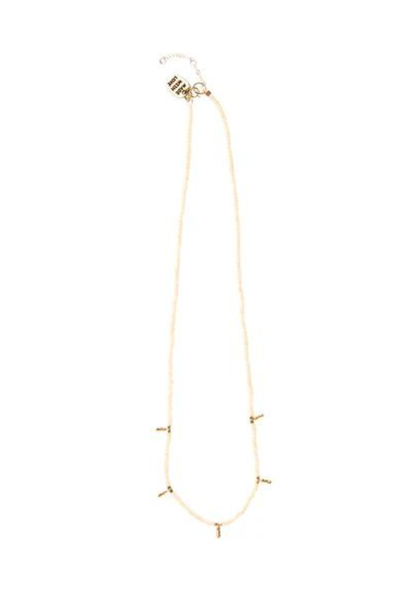 Sidai Designs, 5 Drop Kisongo Necklace- Pink/Gold