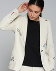 Vilagallo, Hillary emboridered Jacket- Off-White