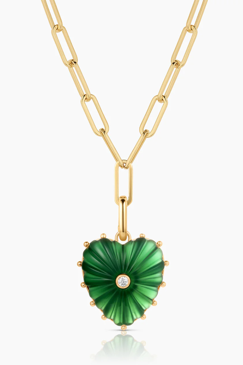 Thatch, Malene Green Jade Clip Necklace