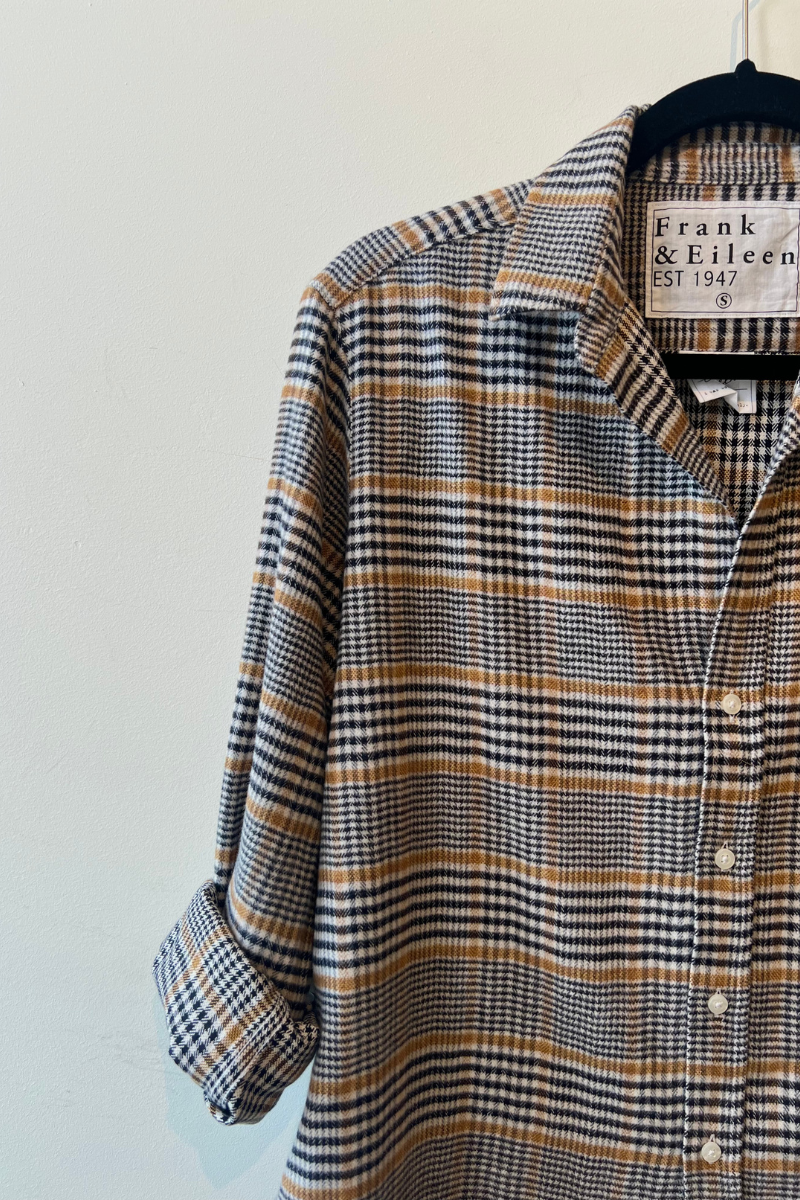 Frank & Eileen, Eileen Relaxed Button-Up Shirt- Camel,Black Plaid