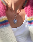 Thatch, Malene Blue Lace Heart Clip Necklace