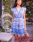 Bell, Brooke Mini Dress- Blue Print