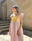 Nina Leuca, Jilly Short Dress- Pink with Yellow Embroidery