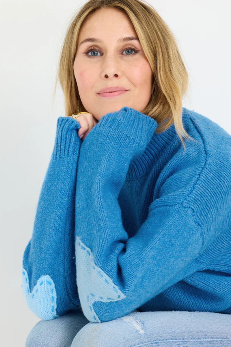 Kerri Rosenthal, Lucy Mock Neck Sweater - Heather Blue