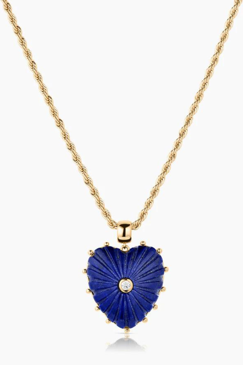 Thatch, Malene Lapis Heart Rope Necklace