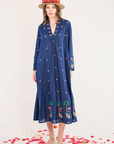 Nimo With Love, Sandalwood Dress- Navy/ Monkey Embroidered