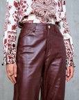 Stella Forest, Esmee Straight Leather Pants- Bordeaux