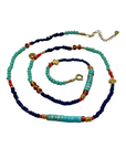 The Makery Collection, Beaded Necklace - Turquoise, Navy, Red and Gold