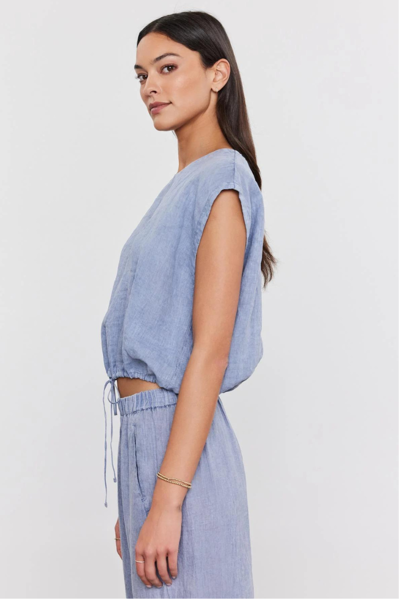 Velvet, Bayla Linen Tie Crop Top