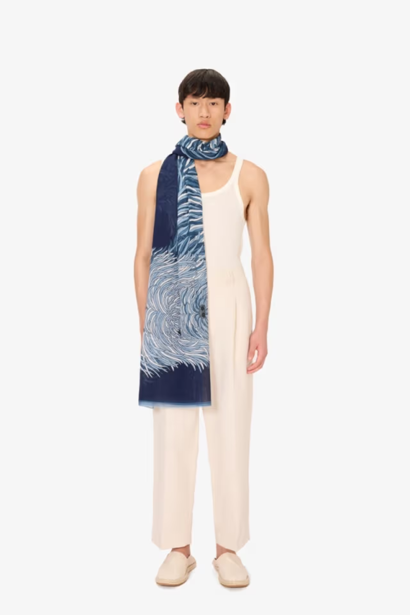 Inoui Editions, Etole 100 Cotton Freddy Scarf-Navy Blue