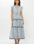 Oliphant, Cinched Flirty Midi Dress - Crocus Blue