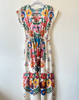 Printed Cap Sleeve Cotton Dress - Multi