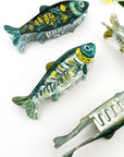 Green Sardine Hair Claw Clip with Seaweed Detail