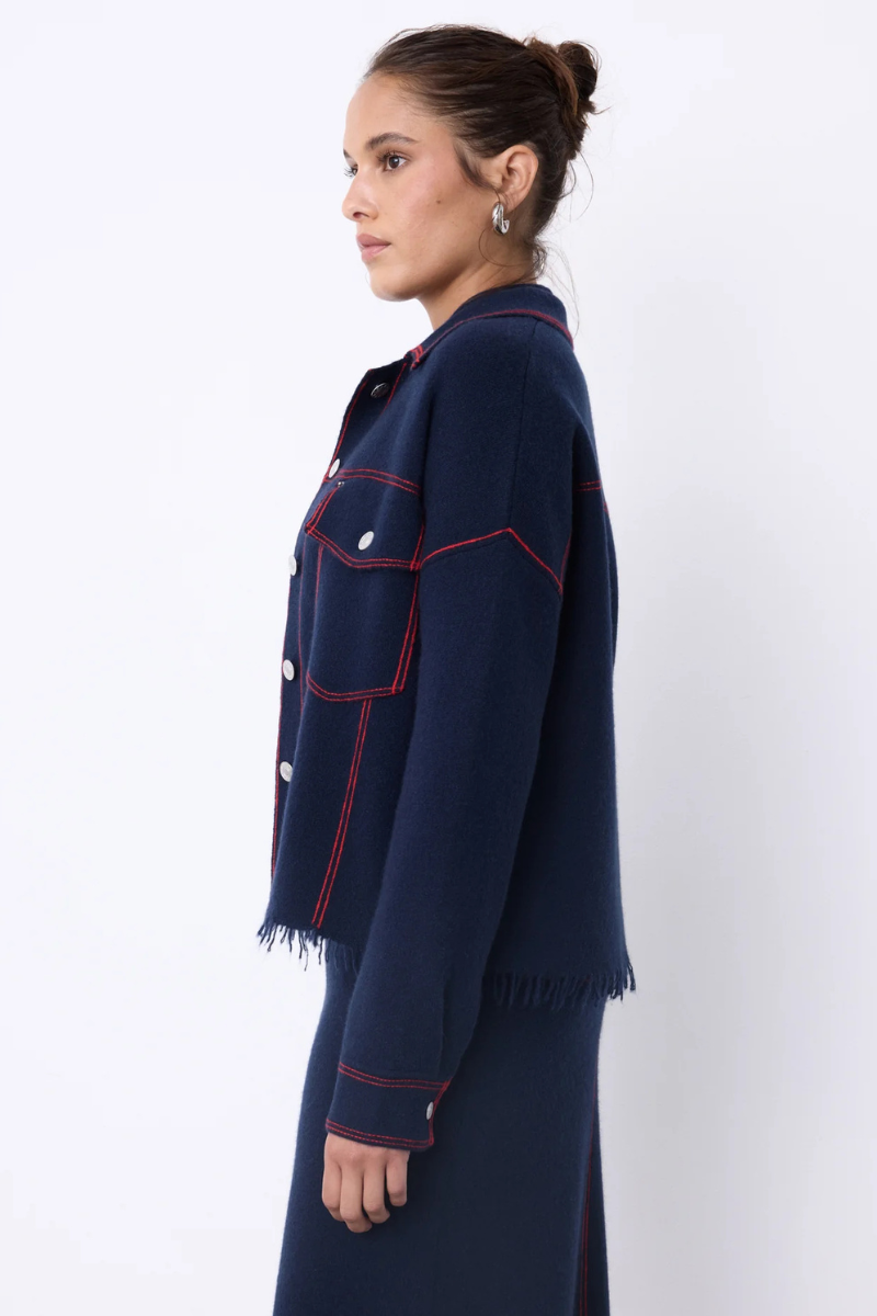 Not Shy, Levo Cashmere Jacket- Marine / Adrenaline