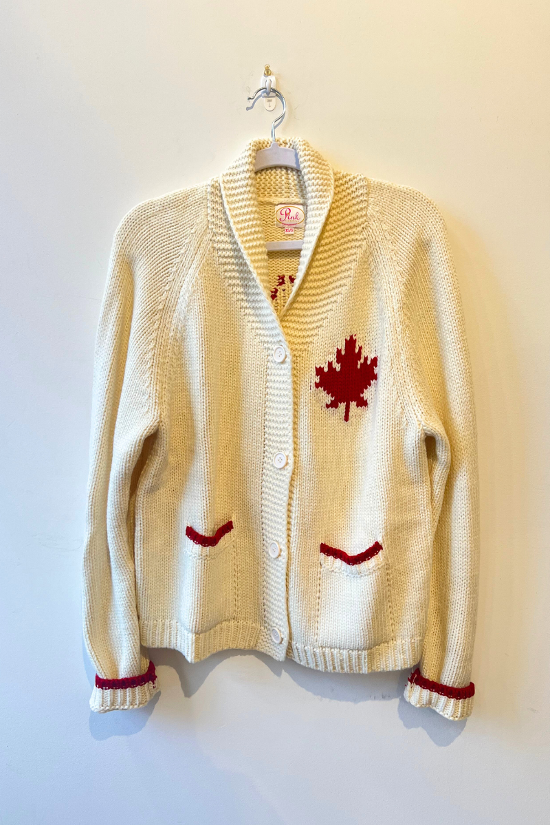 Varsity Cardigan-Red Maple Leaf