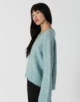 Lyla & Luxe, Cora Eco V-Neck Sweater-Green/Blue Mix