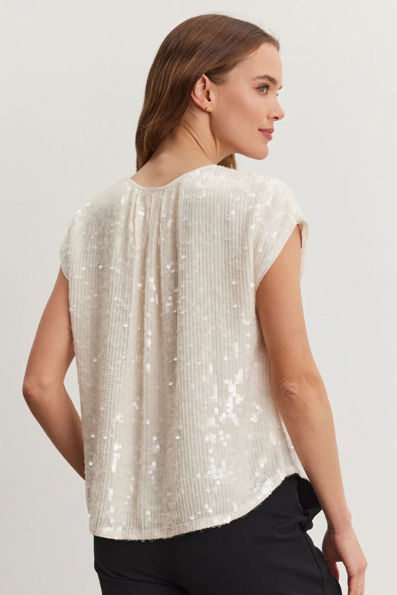 Velvet, Elorie DS Sequin Top- Cream