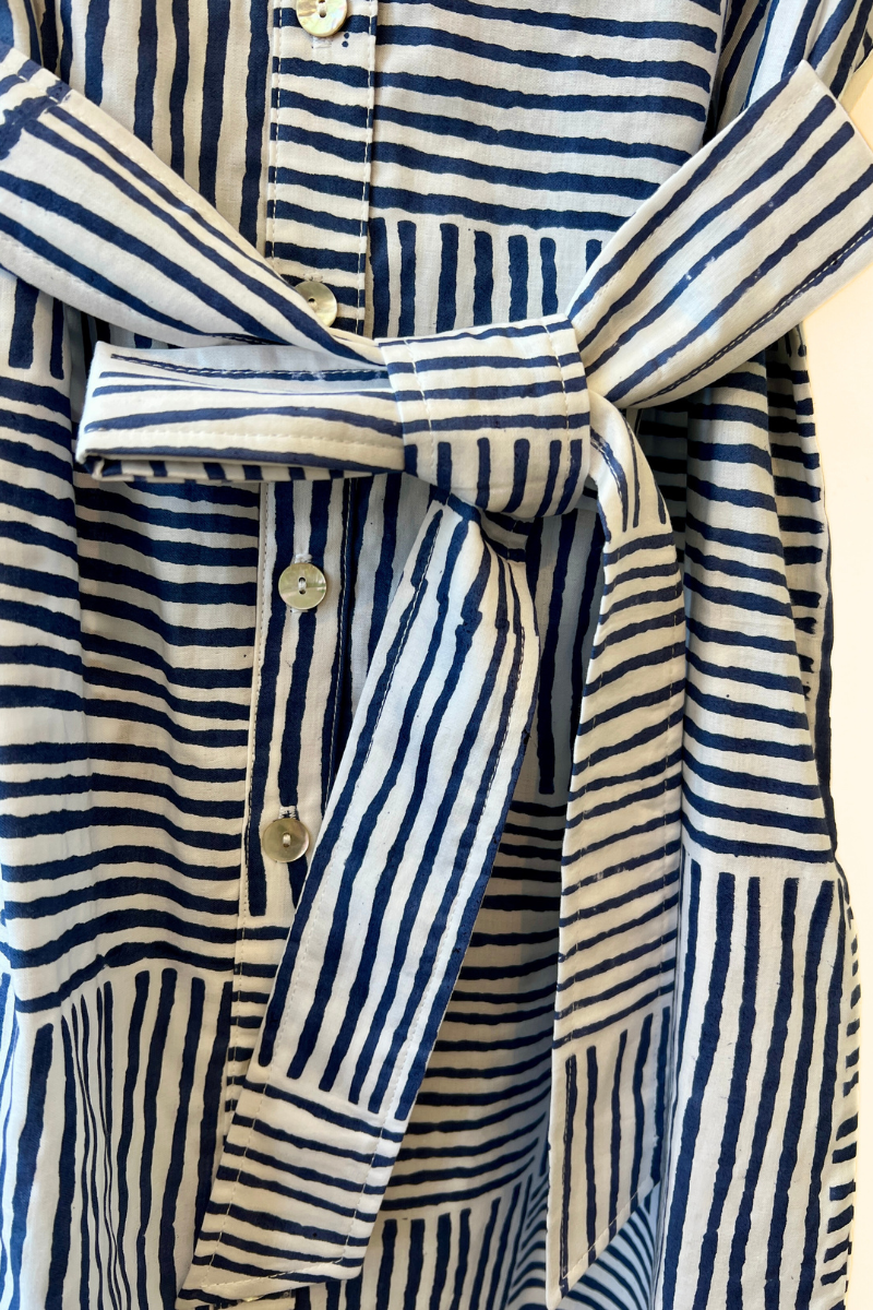 Finley, Reese Dress-Navy Block Stripe