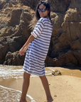 Rose and Rose, Aix Sailor Stripe Easy T- Shirt Dress with Tassels