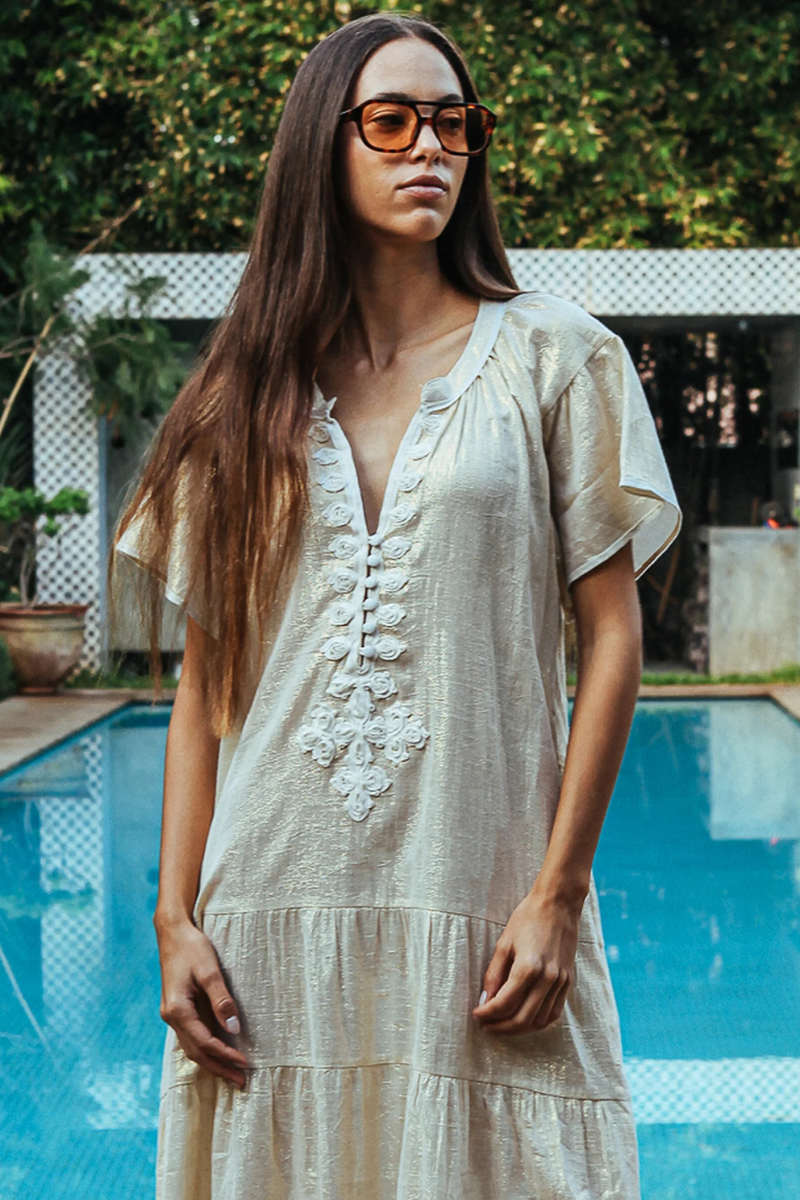 Rose and Rose, Uxbridge Dress - Gold Lurex