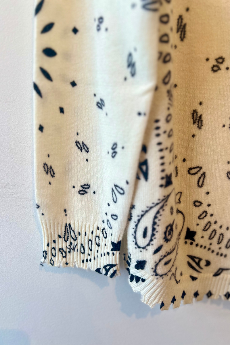 Raw Edge Cashmere Crew  - Printed