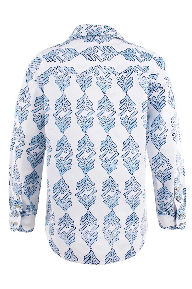 Finley, Andie Boyfriend Shirt, Palmetto Print-Blue