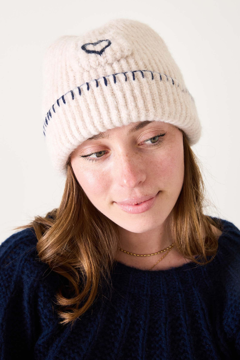 MERSEA, Sailor Love Whipstich Beanie -Cream/Navy