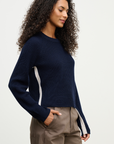 Velvet, Savannah Engineered Stiches Sweater - Navy/Light Grey