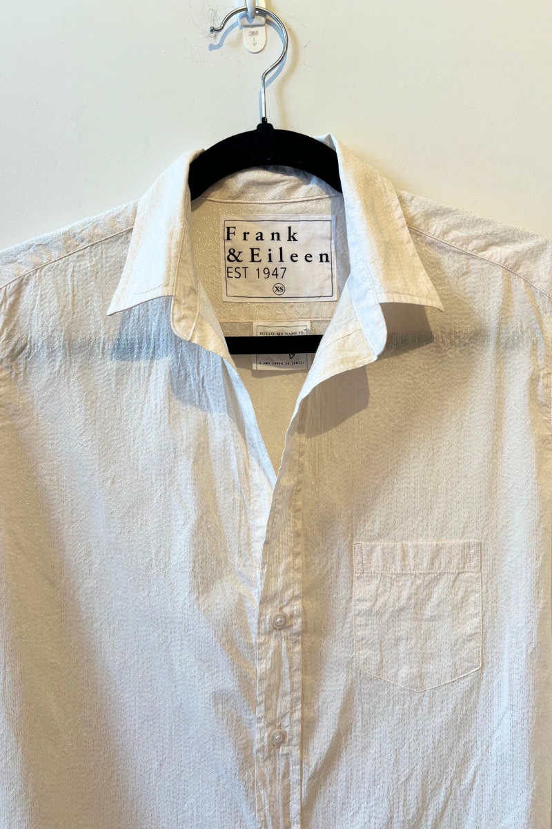 Frank & Eileen, Relaxed Button-Up Shirt- Cream/ Gold Glitter