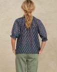 M.A.B.E, Ari Print Short Sleeve Top- Indigo
