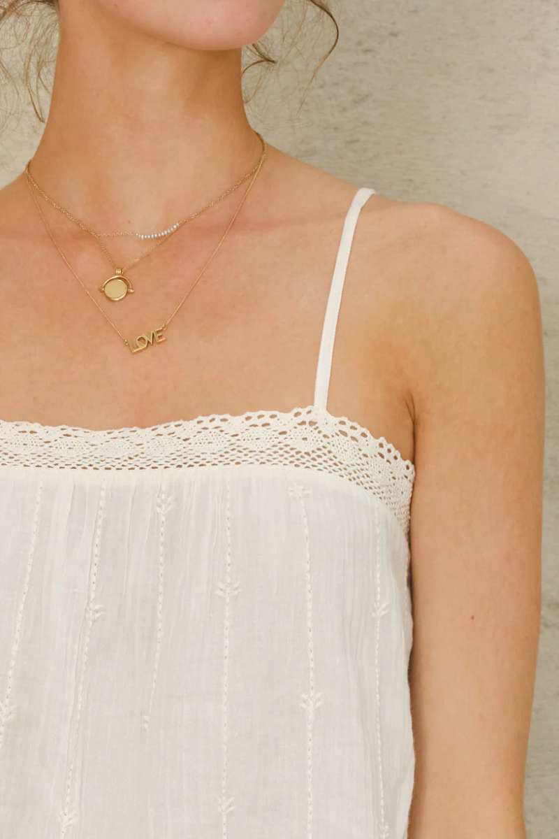 M.A.B.E, Dacy Embroidered Cami - Ecru