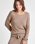 Splendid, Georgie Rib Long Sleeve Sweater -Tawny Heather